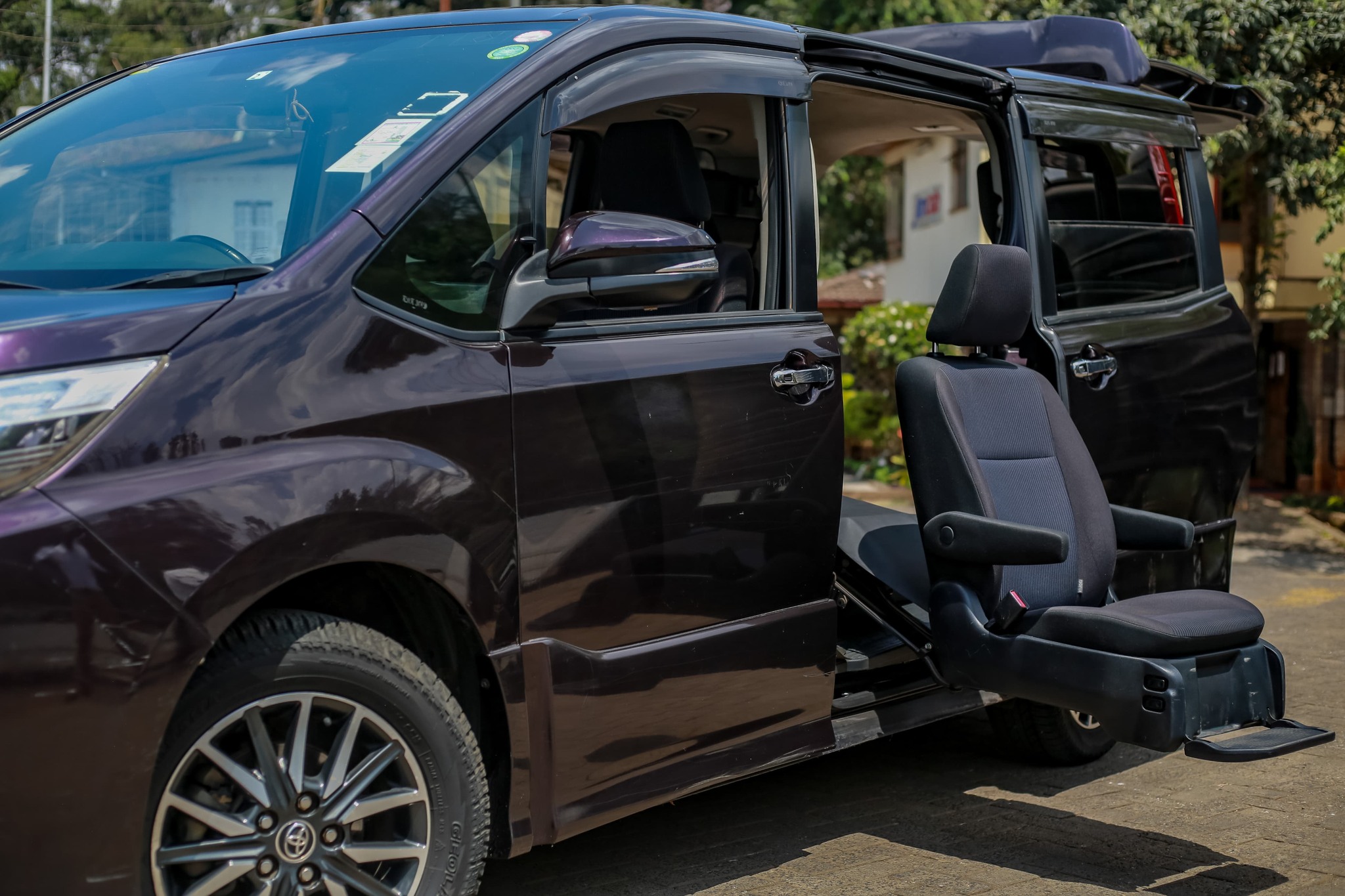 Toyota Noah with swivel seat turned out of the side door