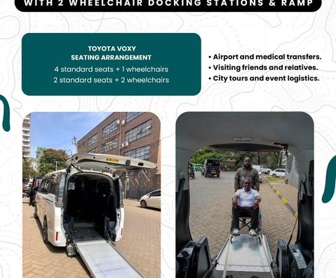 Toyota Voxy with a ramp and two wheelchair docking stations